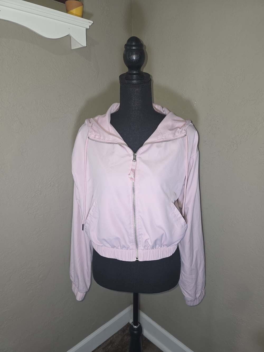 Forever 21 Pale Pink Hooded Bomber Jacket